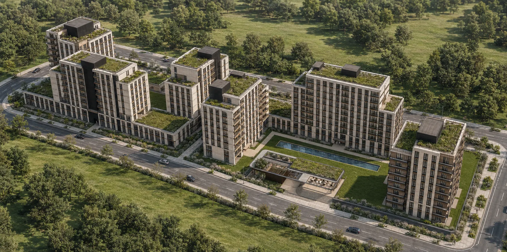 Sancak Aven yerleşim ve yeşil çatı dokusu